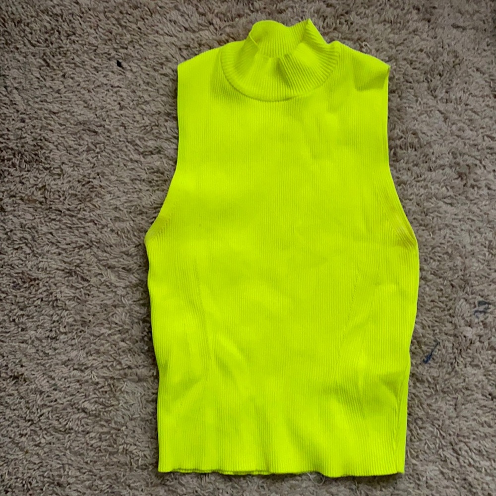 Zara Neon Yellow Turtleneck Tank. Size M
